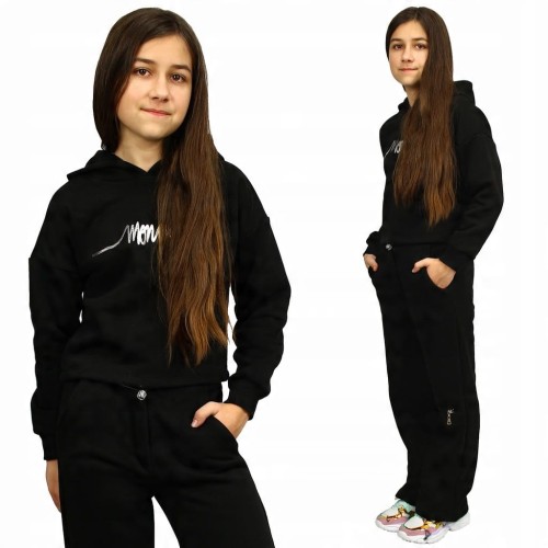 KOMPLET Dresowy OCIEPLANY Bluza KAPTUR Spodnie