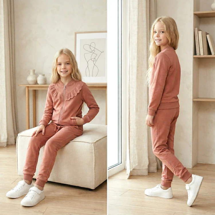 KOMPLET Dresowy BLUZA Rozpinana SPODNIE Dresowe FALBANKA
