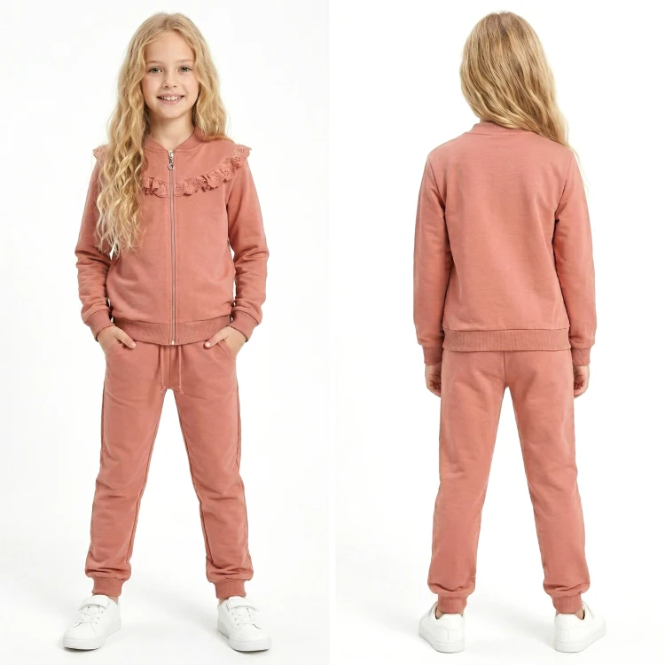 KOMPLET Dresowy BLUZA Rozpinana SPODNIE Dresowe FALBANKA