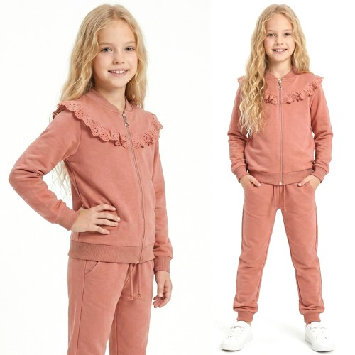 KOMPLET Dresowy BLUZA Rozpinana SPODNIE Dresowe FALBANKA
