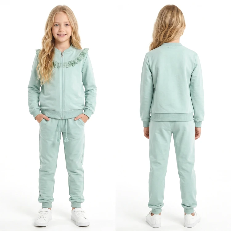 KOMPLET Dresowy BLUZA Rozpinana SPODNIE Dresowe FALBANKA