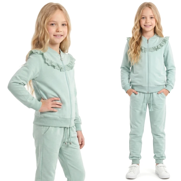 KOMPLET Dresowy BLUZA Rozpinana SPODNIE Dresowe FALBANKA