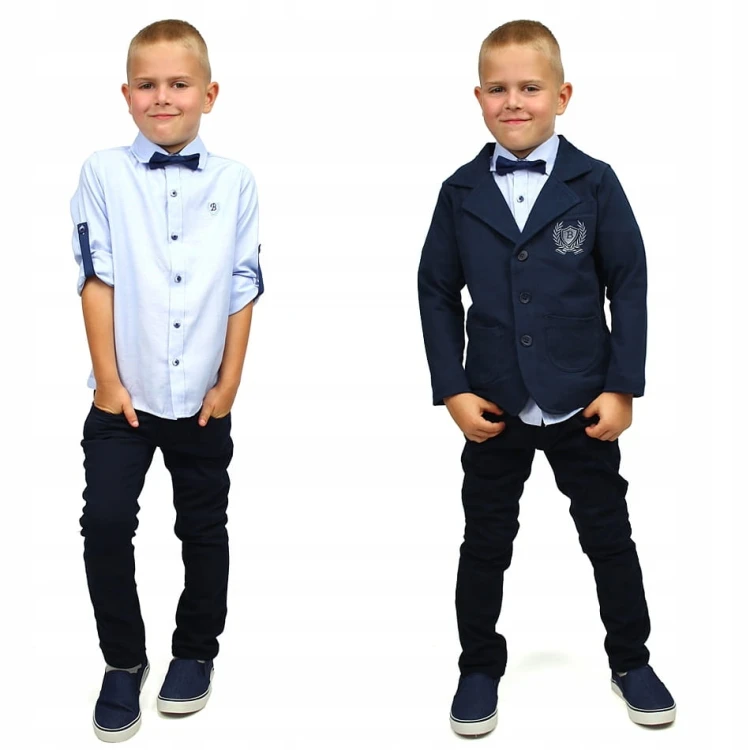 Elegancka KOSZULA Z MUCHĄ Rękaw BAWEŁNA