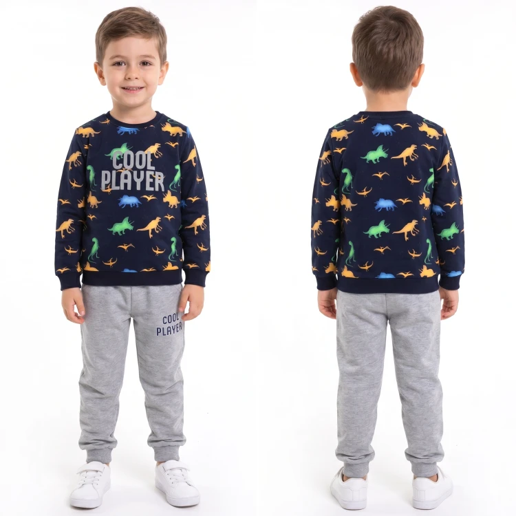 KOMPLET Dresowy DINOZAURY Bluza Spodnie