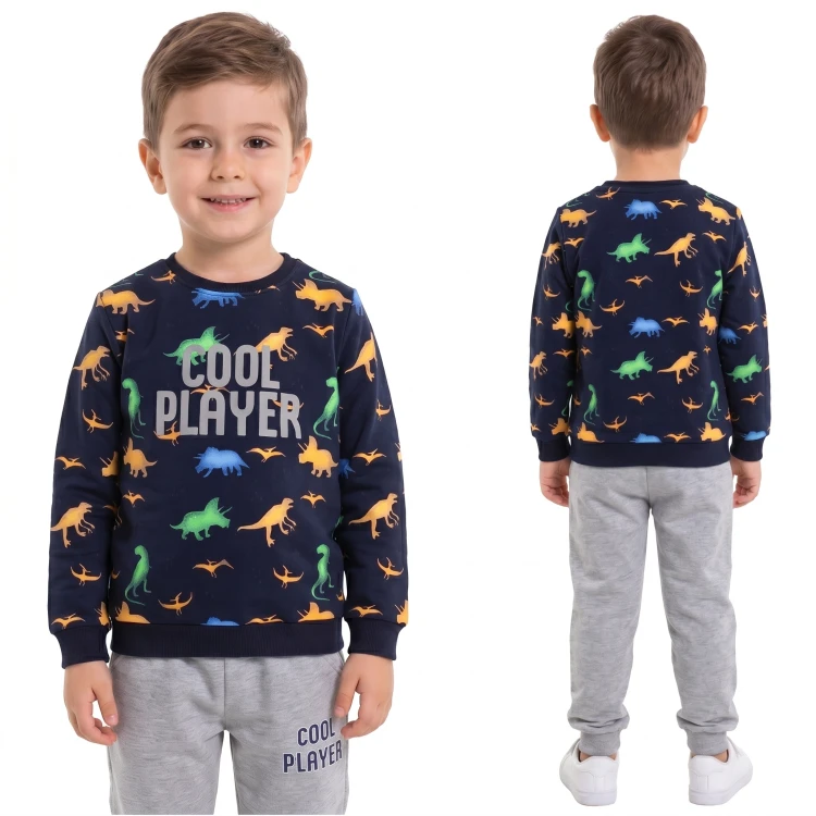 KOMPLET Dresowy DINOZAURY Bluza Spodnie