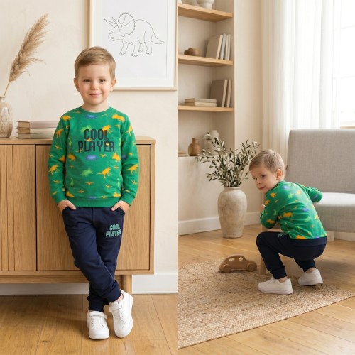 KOMPLET Dresowy DINOZAURY Bluza Spodnie