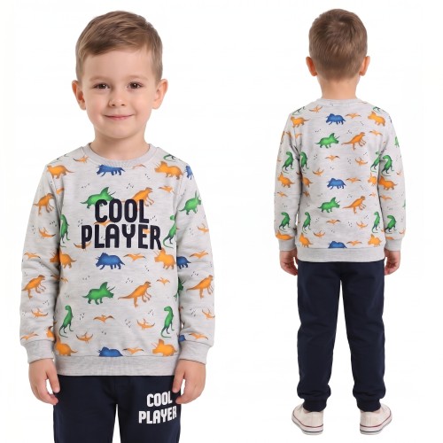 KOMPLET Dresowy DINOZAURY Bluza Spodnie