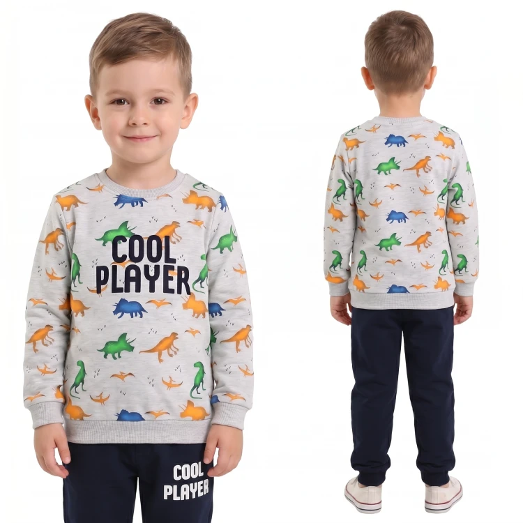KOMPLET Dresowy DINOZAURY Bluza Spodnie