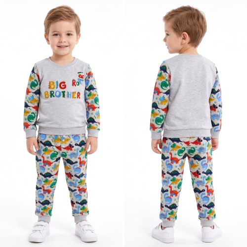 KOMPLET Dresowy DINOZAURY Bluza Spodnie