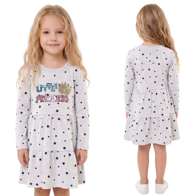 JK577-1-SUKIENKA BAWEŁNIANA LITTLE PRINCESS BREEZE KORONA CEKINY SZARA.jpg