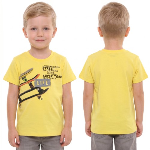 T-SHIRT Bluzka Z NADRUKIEM Deskorolka BAWEŁNA Żółta