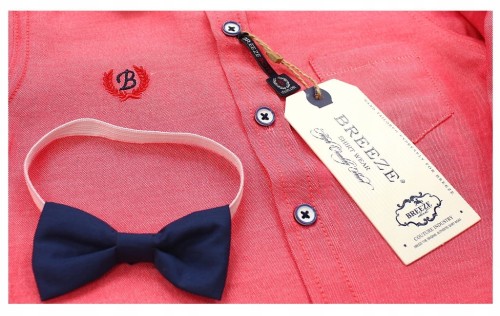 BREEZE Boys Elegancka KOSZULA Z MUCHĄ Koralowa
