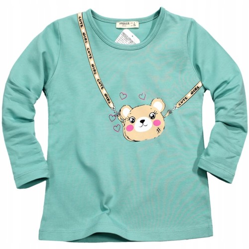Bluzka NADRUK Miś Torebka LONGSLEEVE Rękaw