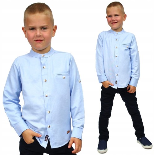 Elegancka KOSZULA ZE STÓJKĄ Breeze BŁĘKITNA