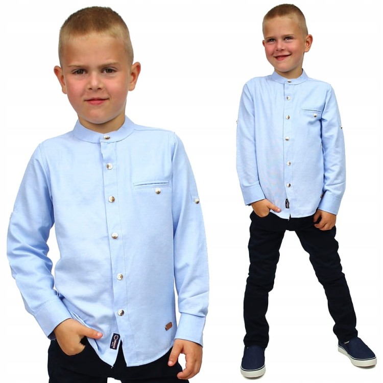 Elegancka KOSZULA ZE STÓJKĄ Breeze BŁĘKITNA