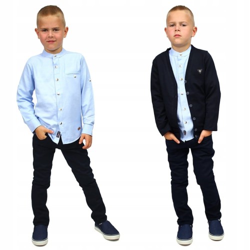 Elegancka KOSZULA ZE STÓJKĄ Breeze BŁĘKITNA