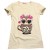 BLUZKA T-Shirt NADRUKI SOWA Bawełna BEŻOWA