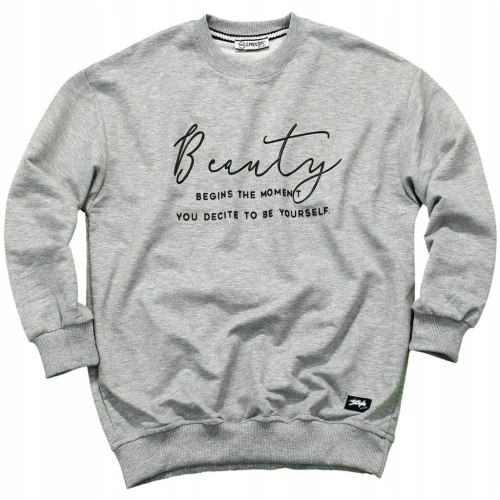 BLUZA Dresowa Z NAPISEM 3D Wygodna SZARA