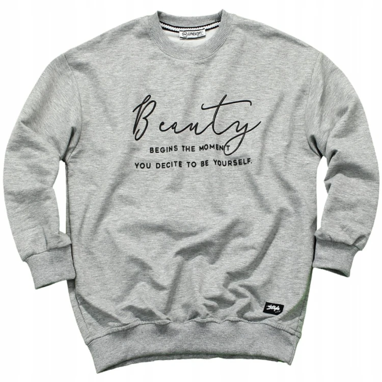 BLUZA Dresowa Z NAPISEM 3D Wygodna SZARA