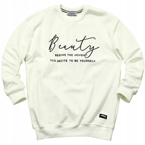 BLUZA Dresowa Z NAPISEM 3D Wygodna ECRU