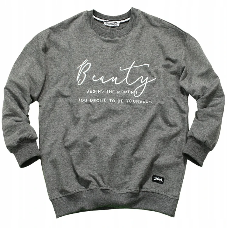 BLUZA Dresowa Z NAPISEM 3D Wygodna GRAFIT