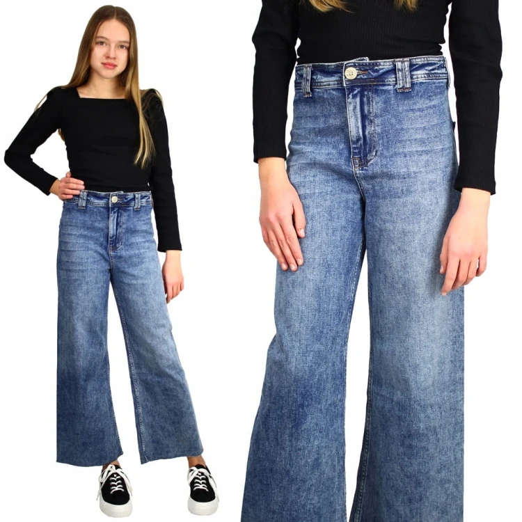 SPODNIE JEANSY Szerokie Nogawki WIDE LEG Kuloty