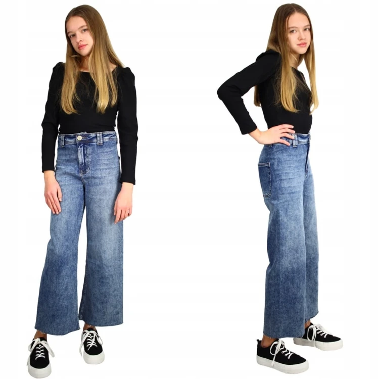 SPODNIE JEANSY Szerokie Nogawki WIDE LEG Kuloty