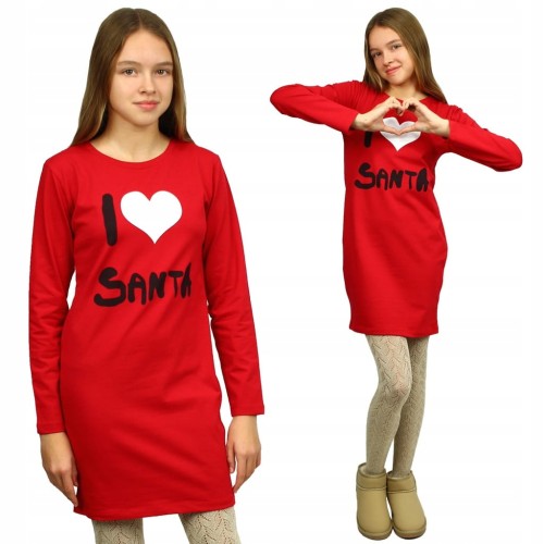 SUKIENKA Tuba ŚWIĘTA Mikołajki LOVE SANTA Bawełna CZERWONA