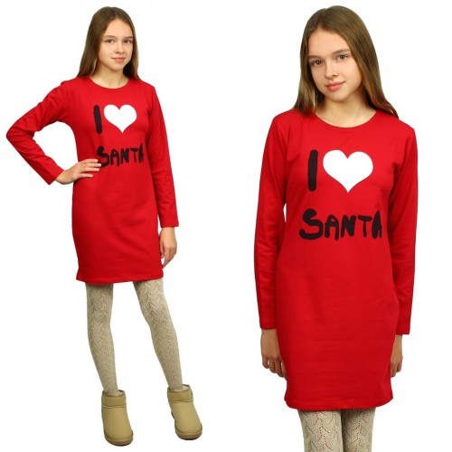 SUKIENKA Tuba ŚWIĘTA Mikołajki LOVE SANTA Bawełna CZERWONA