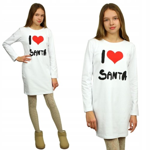 SUKIENKA Tuba ŚWIĘTA Mikołajki LOVE SANTA Bawełna BIAŁA