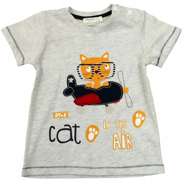 T-SHIRT Bluzka KOSZULKA KOTEK Samolot BAWEŁNA