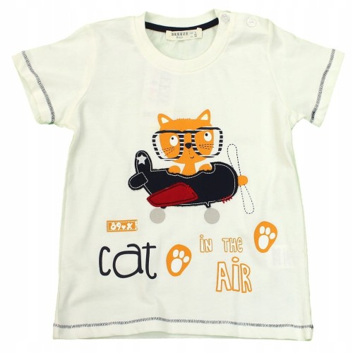 T-SHIRT Bluzka KOSZULKA KOTEK Samolot BAWEŁNA